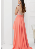 Cap Sleeves Beaded Chiffon Long Mother Of The Bride Dress